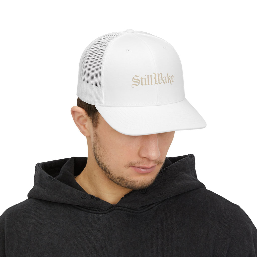 StillWake Snapback Trucker Cap – Retro Gothic Logo Mesh Hat