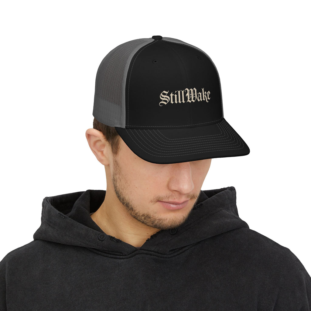 StillWake Snapback Trucker Cap – Retro Gothic Logo Mesh Hat