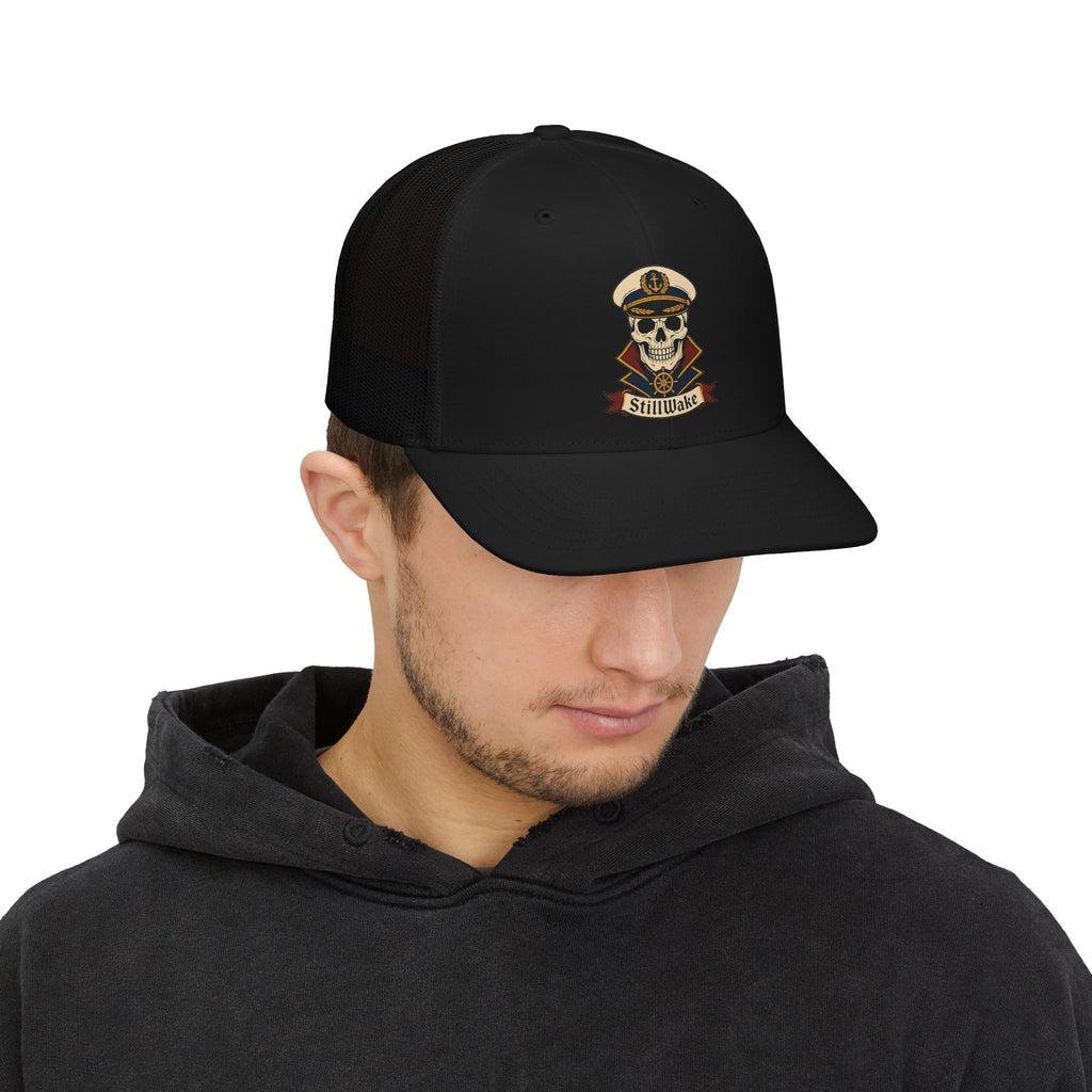 Captain Skull Snapback Trucker Cap — 'Still Wake' Nautical Skull Logo Hat
